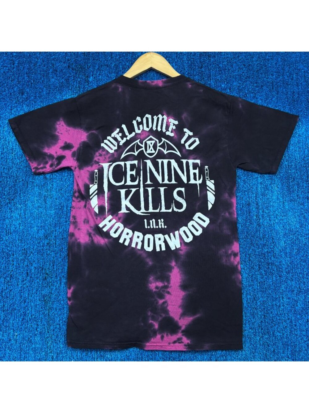 Ice Nine Kills Horrorwood Rock Pink/Black Tie-Dye T-Shirt Size Small